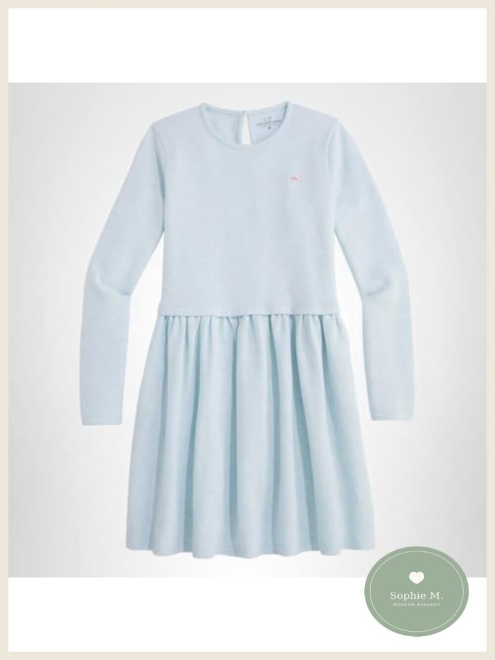 Girls' Saltwater Long Sleeve A-Line Casual Dress with Whale Embroidery